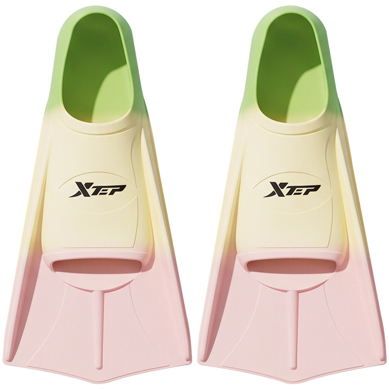 特步专用儿童游泳脚蹼自由泳硅胶短脚蹼女童青少年浮潜训练装备
