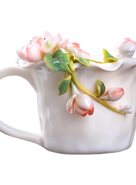 非遗手工陶瓷茉莉花咖啡杯礼物