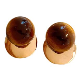 虎眼石金色圆片耳钉轻奢高级感气质大气耳环耳饰女2026新款爆款