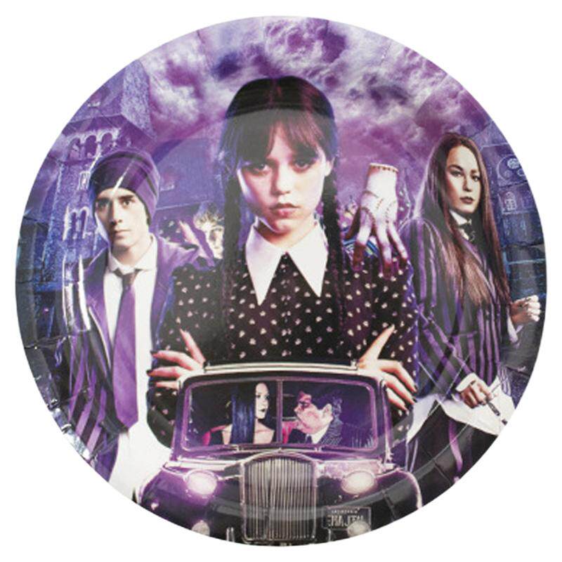 美剧星期三派对装饰一次性餐具纸盘杯子亚当斯一家生日场景布置