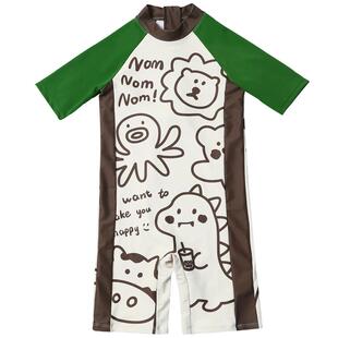 爱多尔男孩泳衣2025年夏季新款男童连体长袖防晒游泳衣中大童男宝