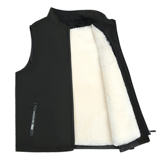 冬季中老年皮毛一体马甲男羊羔毛背心羊毛坎肩加厚保暖棉坎肩修身
