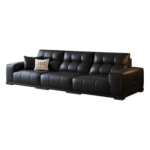 DDC意式极简黑色真皮沙发复古风小户型客厅头层牛皮全青皮新款
