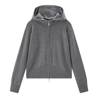 太平鸟羊毛混纺双拉链针织开衫