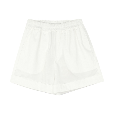 大耳象女童纯色翻边短裤2026夏季新款宝儿纯棉休闲百搭宽松薄裤子