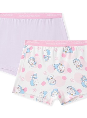 【哆啦A梦】Skechers斯凯奇女童柔软舒适亲肤 亮白色 云雾紫 内裤