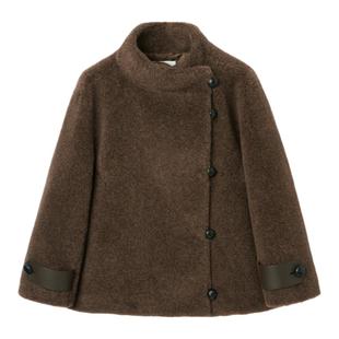 OVV秋冬热卖女装时髦简约毛绒感羊毛混纺短款大衣