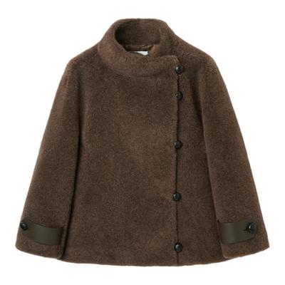 OVV秋冬热卖女装时髦简约毛绒感羊毛混纺短款大衣