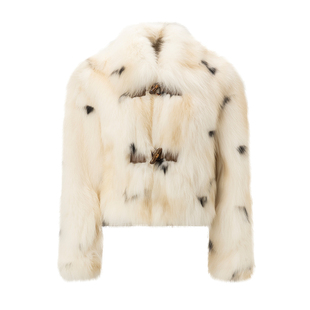 EVAOUXIU奢雅晕染短款狐狸毛皮草外套女高级感慵懒奢华大衣秋冬新