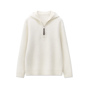 重磅简约设计连帽毛衣男秋冬季半拉链针织衫保暖冬装卫衣打底内搭