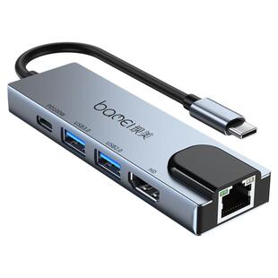 坝美 typec扩展坞usb hub网卡有线网络适用于switch PD充电边充边用拓展坞USB-C手机平板笔记本电脑多接口