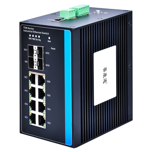 TSN交换机1588 V2 PTP/GPTP 时间敏感型 精准时钟同步 网管千兆4光8电 导轨式 IP42 自愈冗余环网交换机
