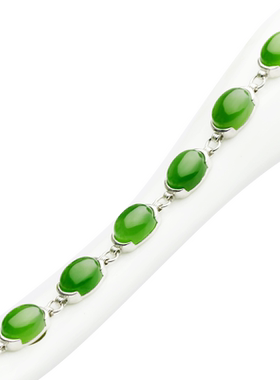 纯银天然碧玉女款手链