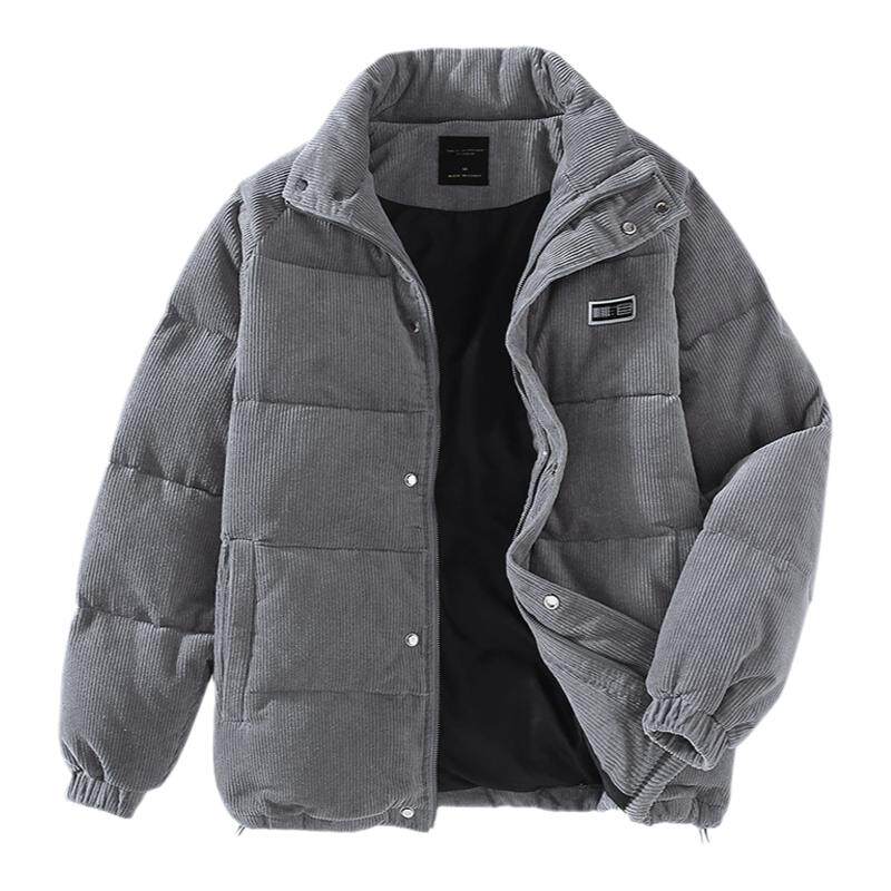复古灯芯绒短款夹克羽绒服男