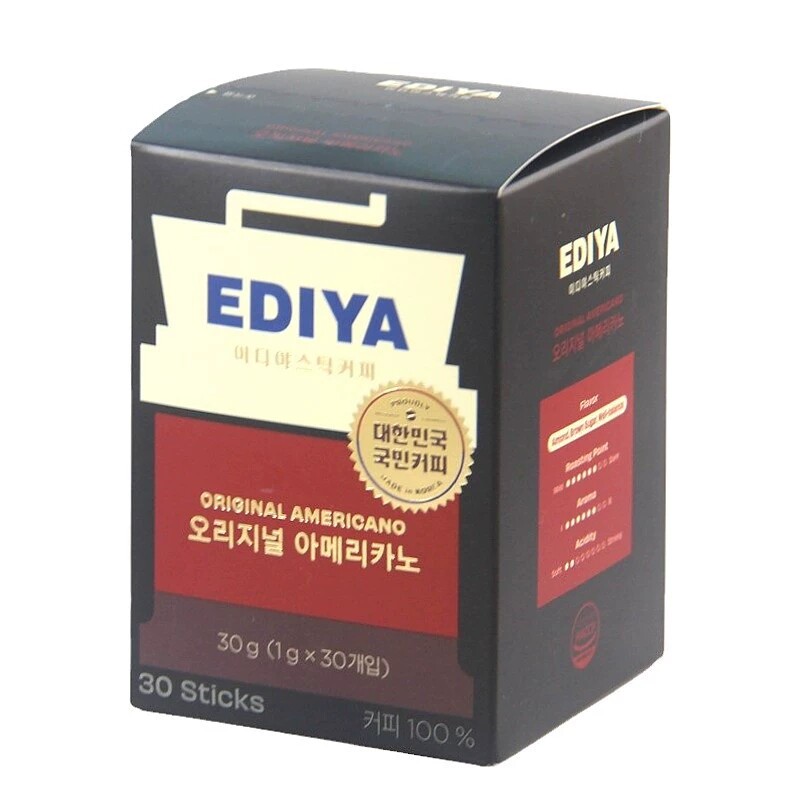 韩国进口冲泡EDIYA帝亚美式咖啡速溶黑咖啡粉醇香提神办公室冲饮