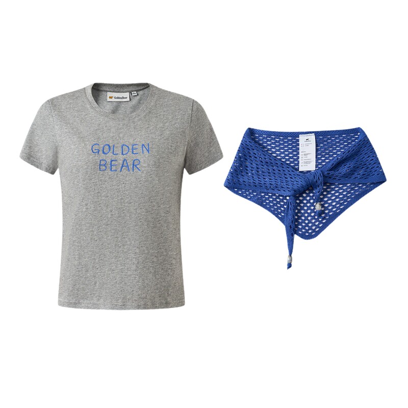 【带披肩】GOLDEN BEAR/金熊2026夏季新品女士休闲正肩短袖T恤