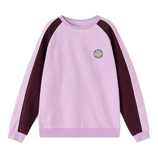 笛莎官旗2026春季新款青少年初高中女生圆领撞色上衣刺绣圆标卫衣