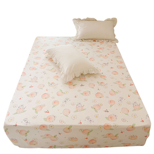 嘤嘤爱吃水蜜桃 原创插画全棉双层纱床单床笠单件可订做纯棉被单