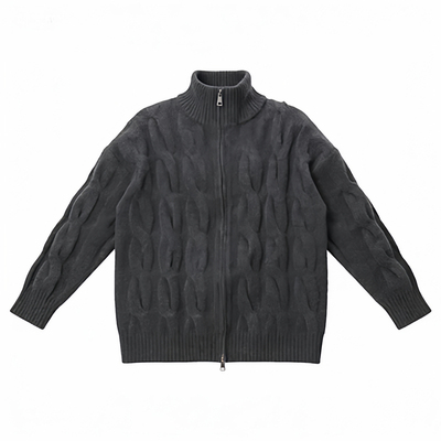 HSNH情侣立领麻花针织开衫