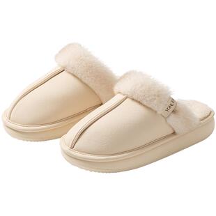 毛绒保暖棉拖鞋秋冬季女居家室内厚底防滑2025新款男办公室高级感