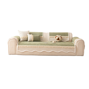 轻奢复古绿雪尼尔沙发垫2026新款四季通用防滑防猫抓坐垫沙发盖布