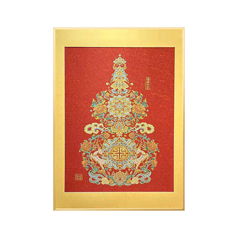 八方来财新中式玄关壁画