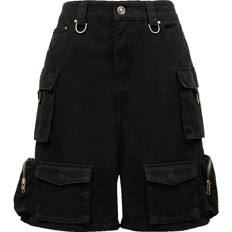 ONLY2025夏季新款简约百搭复古工装直筒短裤休闲裤女|125115001