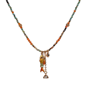 张十六[年年有鱼]铜合金原创设计手工串珠小众多层长款毛衣链女