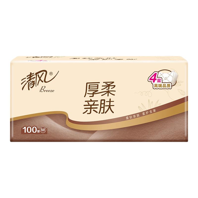 清风厚柔肤M码抽纸4层100抽