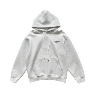 420g重磅字母印花白灰色连帽卫衣男生2026新款秋季宽松上衣外套