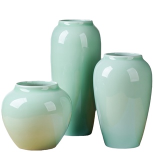 景德镇新中式简约禅意陶瓷插南天竹荷花瓶水培客厅电视柜玄关摆件