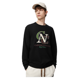 CNC男装奥莱男士印花卫衣春秋刺绣百搭套头长袖打底衫