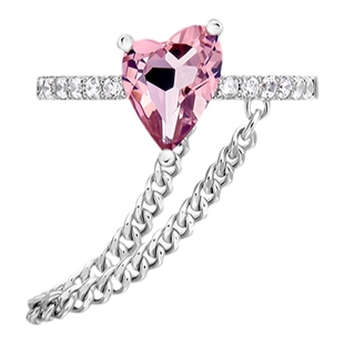 [HEFANG何方奥莱]蜜桃冰果汁冰戒指爱心链条指环食指戒新年礼物