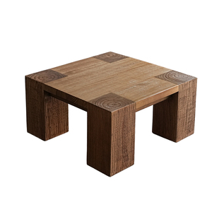 侘寂风实木茶几客厅家用原木茶桌做旧复古设计师民宿现代简约矮桌