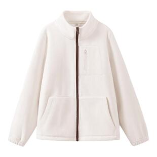 班尼路双面绒摇粒绒外套女2025秋冬款立领蓬松保暖日常出勤穿搭Q