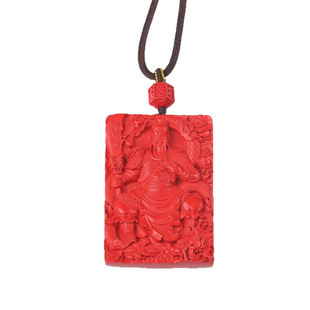 关公吊坠高含量朱砂二爷项坠红砂武财神挂件手工编织民族风85含量