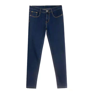 Ms深蓝色9分牛仔裤男修身韩版潮流痞帅男士九分裤小脚毛边SLP裤子