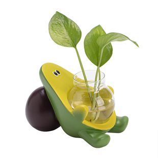 关心植物系列牛油果水培花器工位摆件家居创意可爱礼物客厅装饰品