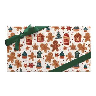 ISUKA一树家｜欢乐姜饼村圣诞节礼物包装纸加丝带可爱卡通生日仪式感伴手礼盒礼品包装高级感儿童包书皮彩纸