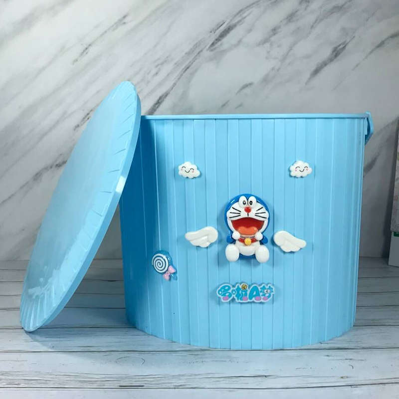 卡通塑料带盖收纳桶浴室可坐人洗车手提水桶可爱储物桶钓鱼桶小桶