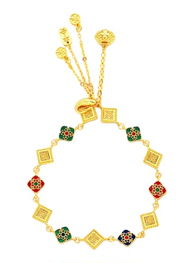 越南沙金四合如意方糖手链新中式轻奢时尚百搭新中式潮流手链饰品