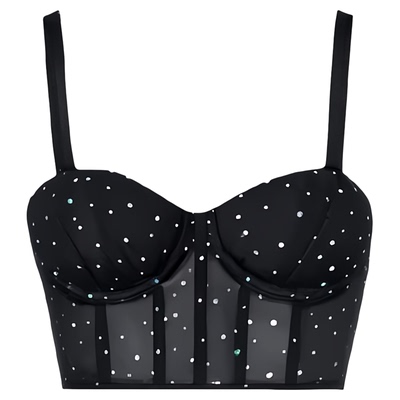 Sequin fishbone steel ring suspender top亮片鱼骨钢圈吊带上衣