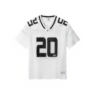 NFL美橄超级碗突袭者队短袖T恤 美式运动宽松刺绣印花V领网眼球衣