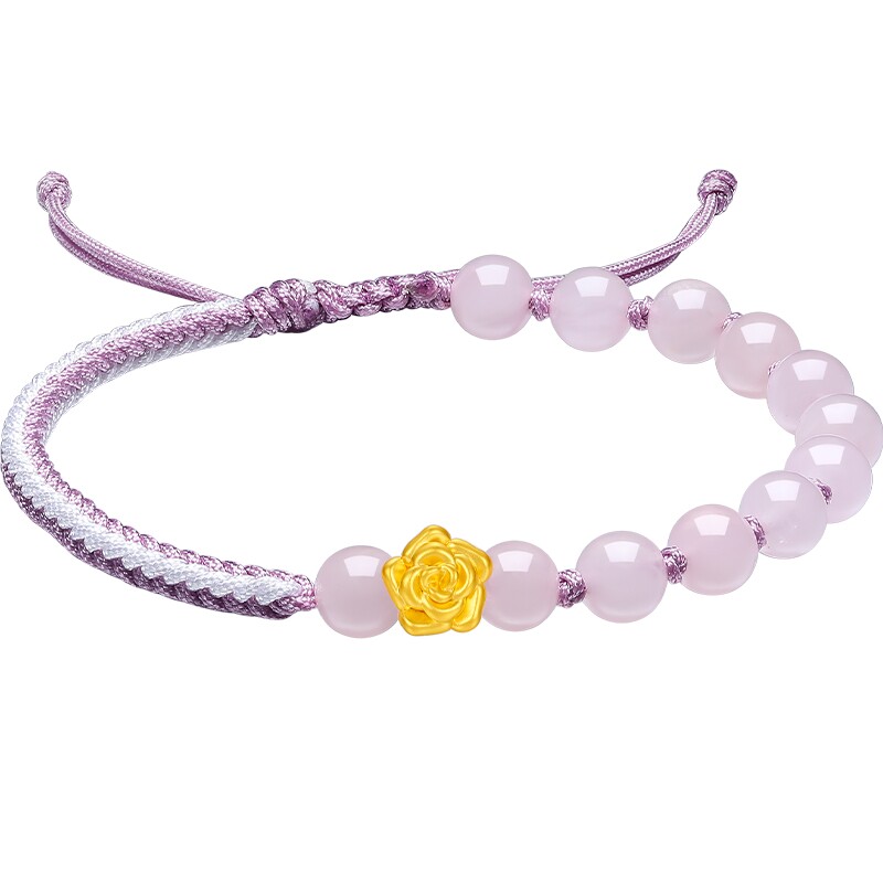 六桂福珠宝玫瑰花硬足金手链女款