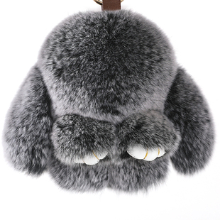 真獭兔毛绒装死可爱小兔子汽车钥匙扣挂件可爱玩偶皮草书包包挂饰