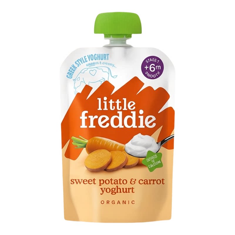 Little Freddie 香港进口婴儿宝宝有机甜薯胡萝卜希腊式奶酪100克