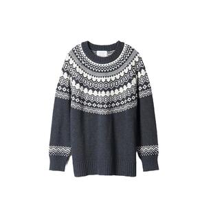 桑妮库拉/Sunny clouds 女纯棉针织衫深灰圆领套头毛衣