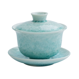 窑变结晶釉三才盖碗茶杯家用喝茶高档功夫茶具陶瓷泡茶碗送礼礼盒