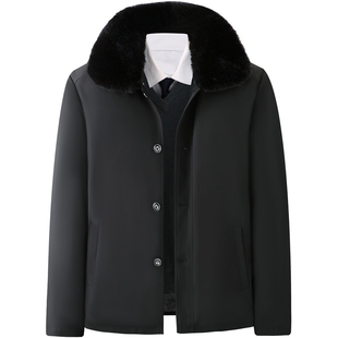 爸爸冬装外套中年男士加绒加厚夹克衫爷爷秋冬款棉服中老年人棉衣