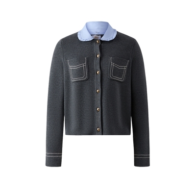 ELAND毛针织衫假两件娃娃领